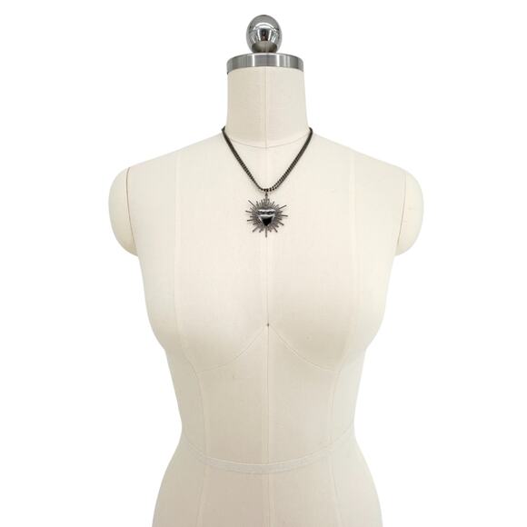 VIRGINS SAINTS & ANGELS VSA Sacred Flame Charm Necklace Gunmetal 34" Ball Chain - Picture 6 of 10